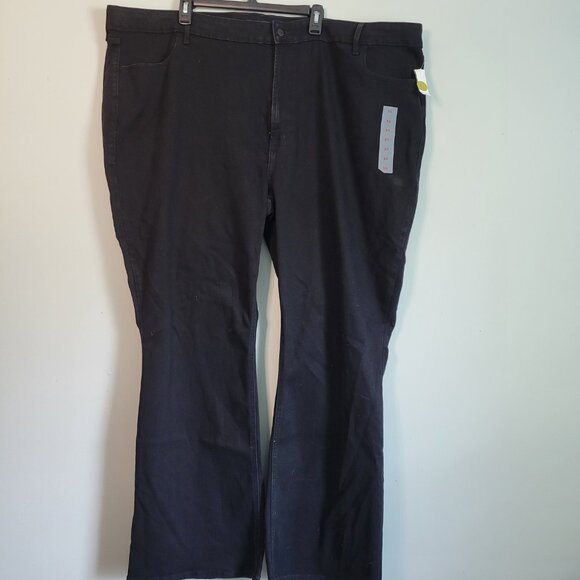 Old Navy Black Denim Jeans Women's Size 30 Plus Size Long High Rise Flare NWT - Picture 2 of 5